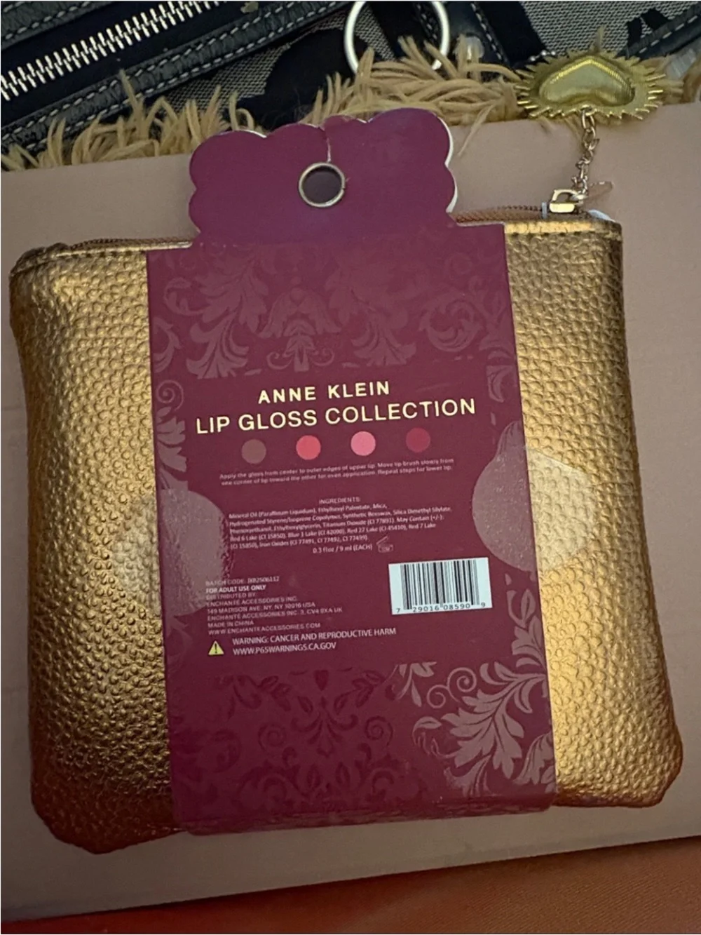 Anne Klein Gold Metallic Pouch Lip Gloss Set